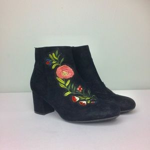 BAMBOO Embroidered Floral Ankle Boots